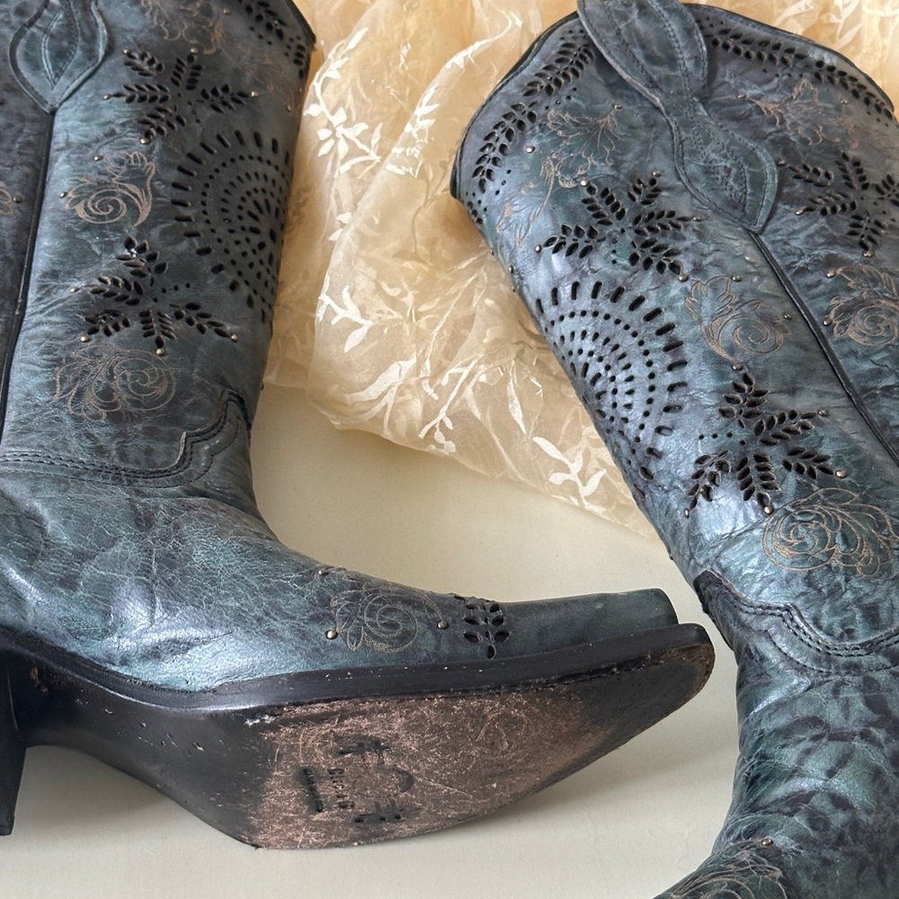 Circle G Teal Western Boot - Picture 3 of 7